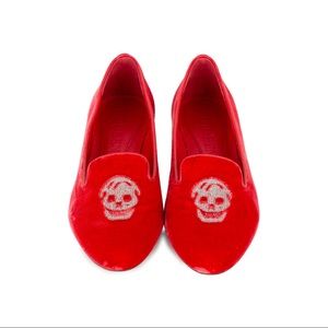 Alexander McQueen Velvet Skull Flats / Loafers